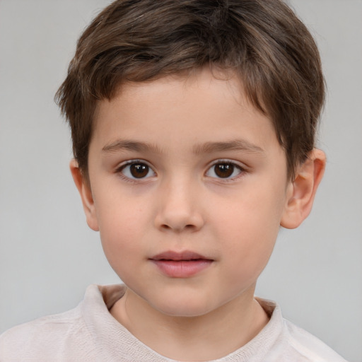 Neutral white child male with short  brown hair and brown eyes