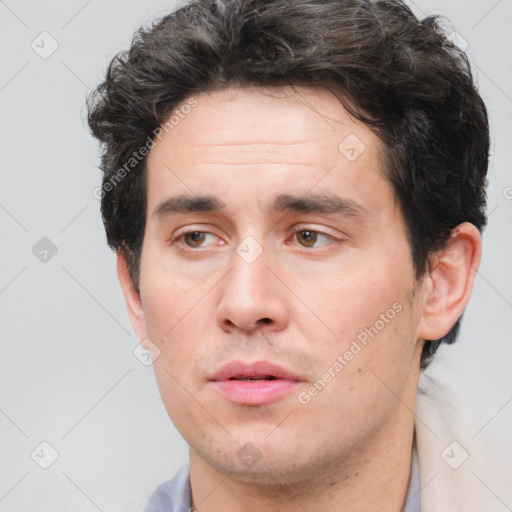 Neutral white adult male with short  brown hair and brown eyes