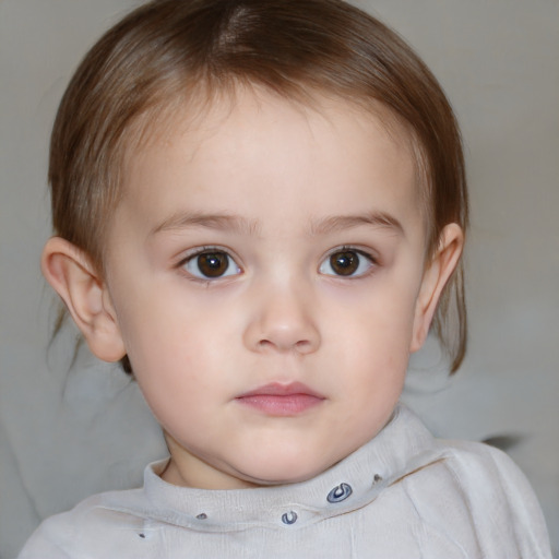 Neutral white child female with medium  brown hair and brown eyes