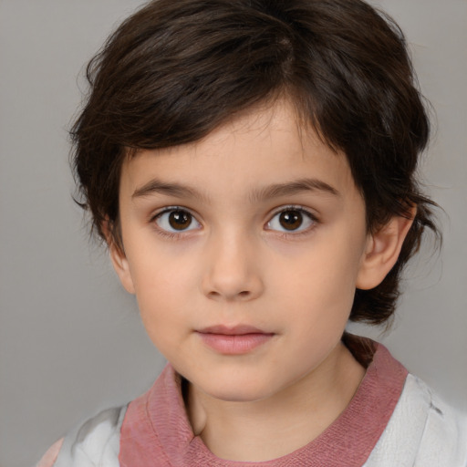 Neutral white child female with medium  brown hair and brown eyes