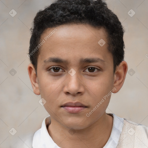 Neutral white child male with short  brown hair and brown eyes