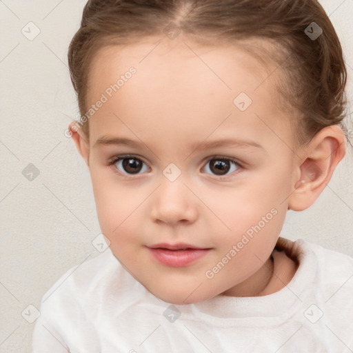 Neutral white child female with short  brown hair and brown eyes