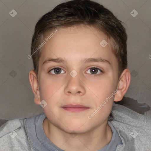 Neutral white child female with short  brown hair and brown eyes