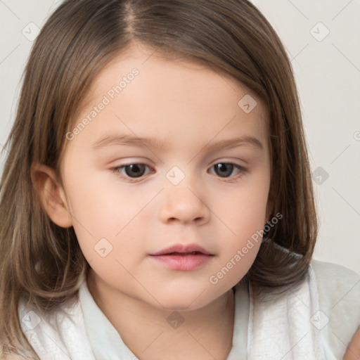 Neutral white child female with medium  brown hair and brown eyes