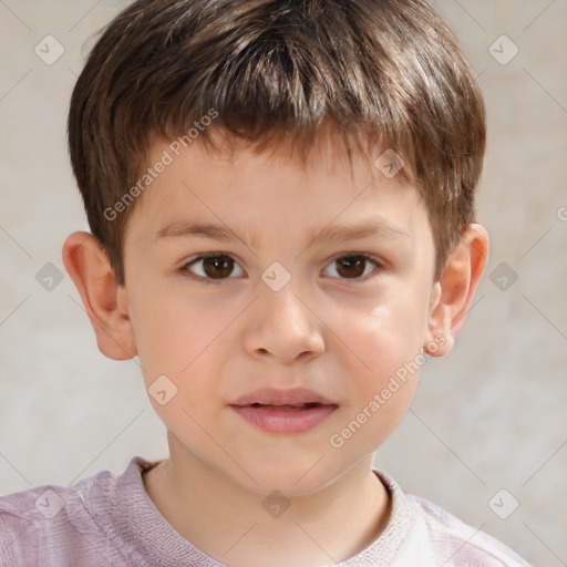 Neutral white child male with short  brown hair and brown eyes