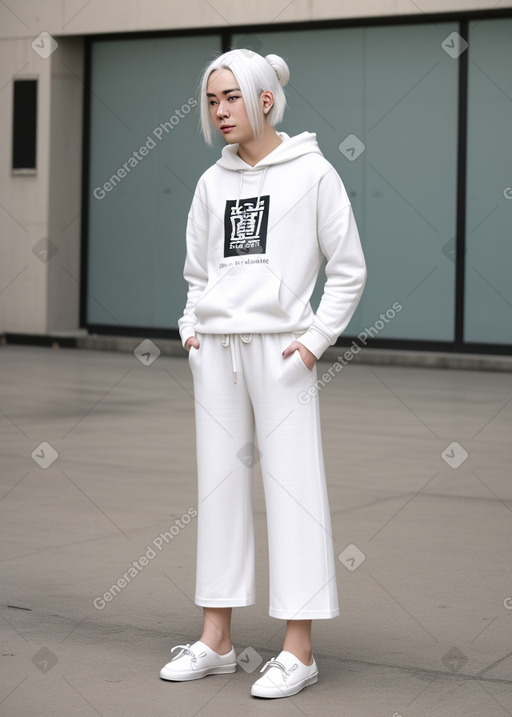 Vietnamese young adult non-binary with  white hair