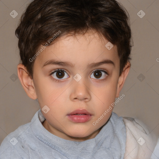 Neutral white child female with short  brown hair and brown eyes