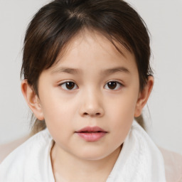 Neutral white child female with medium  brown hair and brown eyes