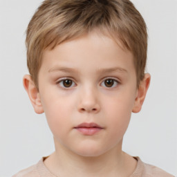 Neutral white child male with short  brown hair and brown eyes