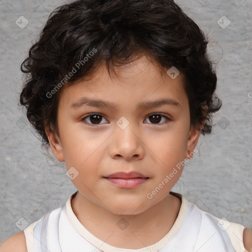 Neutral white child female with short  brown hair and brown eyes