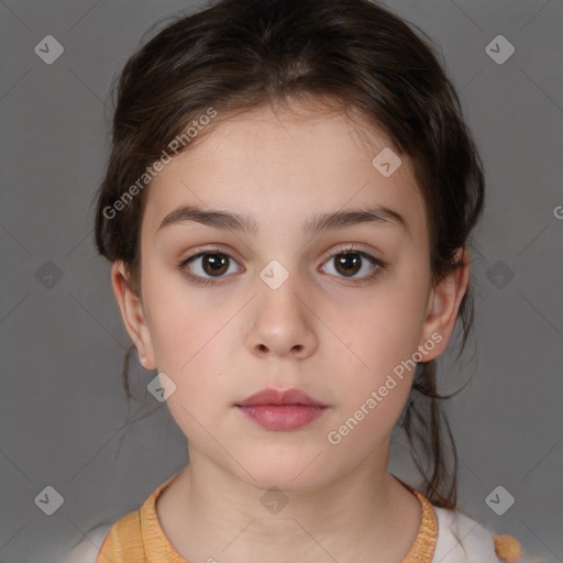 Neutral white child female with medium  brown hair and brown eyes