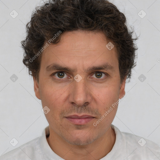 Neutral white adult male with short  brown hair and brown eyes