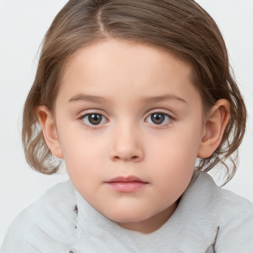 Neutral white child female with medium  brown hair and brown eyes