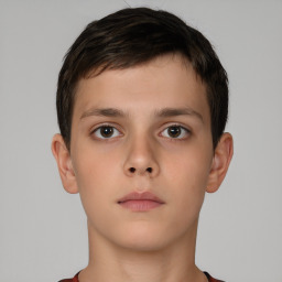 Neutral white child male with short  brown hair and brown eyes