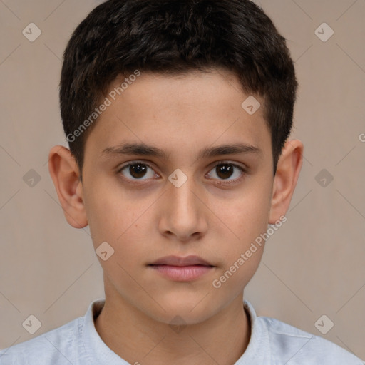 Neutral white child male with short  brown hair and brown eyes