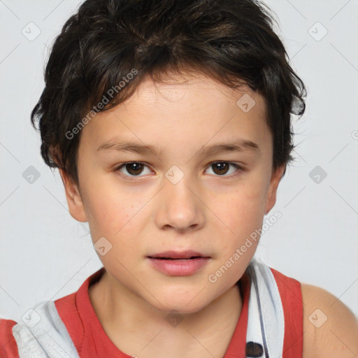 Neutral white child female with short  brown hair and brown eyes