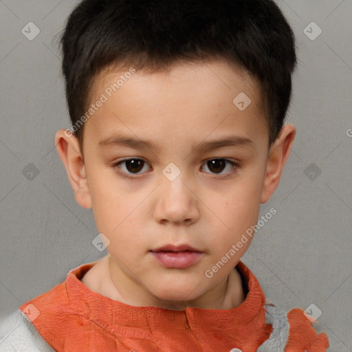 Neutral white child male with short  brown hair and brown eyes