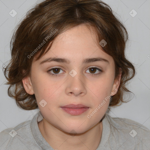 Neutral white child female with medium  brown hair and brown eyes