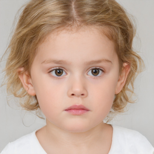 Neutral white child female with medium  brown hair and brown eyes