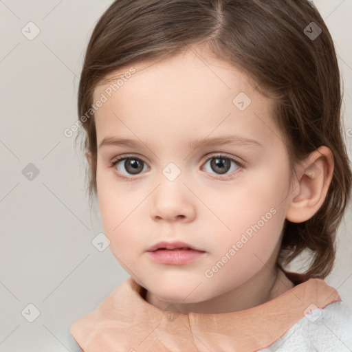 Neutral white child female with medium  brown hair and brown eyes