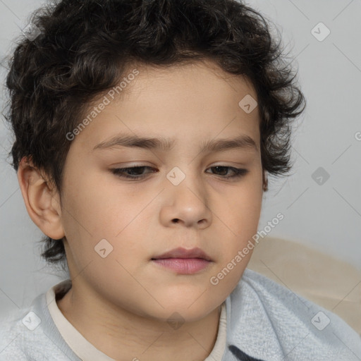 Neutral white child male with short  brown hair and brown eyes