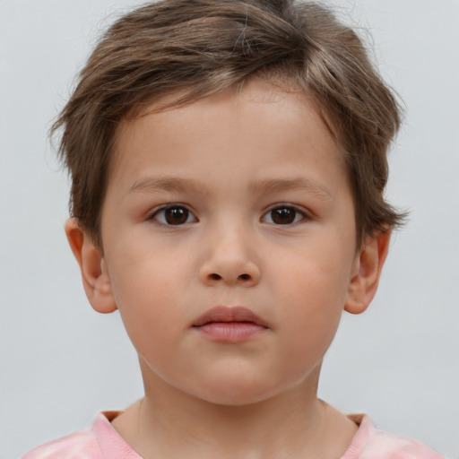 Neutral white child male with short  brown hair and brown eyes