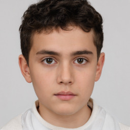 Neutral white child male with short  brown hair and brown eyes