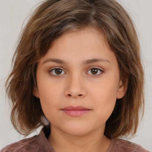 Neutral white child female with medium  brown hair and brown eyes