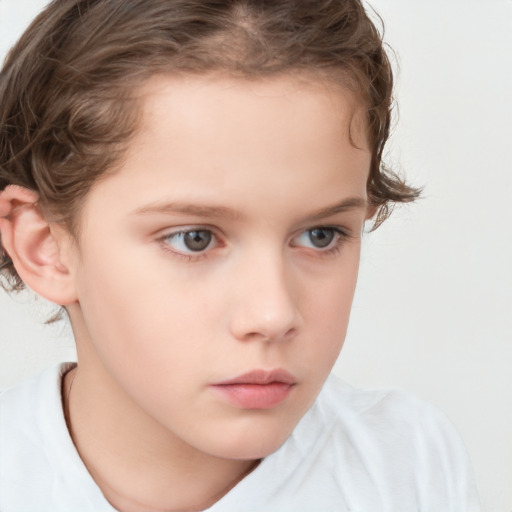 Neutral white child female with medium  brown hair and brown eyes