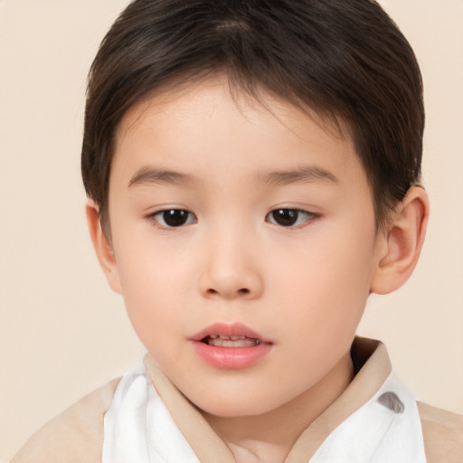 Neutral white child female with short  brown hair and brown eyes