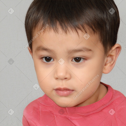 Neutral white child male with short  brown hair and brown eyes