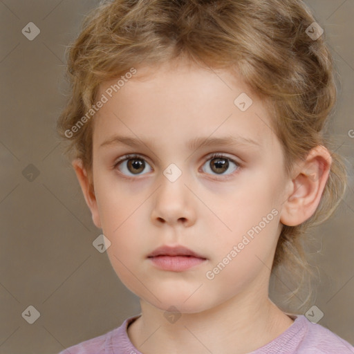 Neutral white child female with medium  brown hair and brown eyes