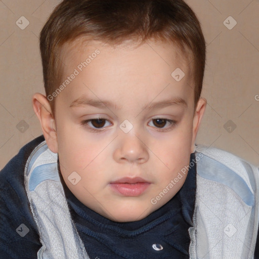 Neutral white child female with short  brown hair and brown eyes