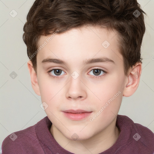 Neutral white child male with short  brown hair and brown eyes