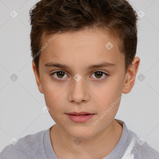 Neutral white child male with short  brown hair and brown eyes