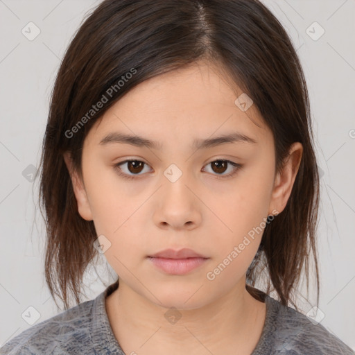 Neutral white child female with medium  brown hair and brown eyes