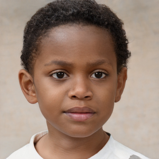 Neutral black child female with short  brown hair and brown eyes