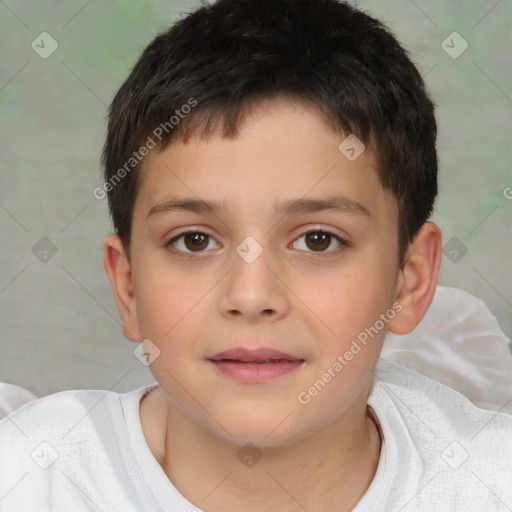 Neutral white child male with short  brown hair and brown eyes