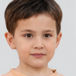 Neutral white child male with short  brown hair and brown eyes