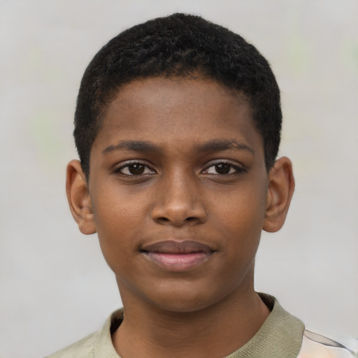 Neutral black child male with short  brown hair and brown eyes