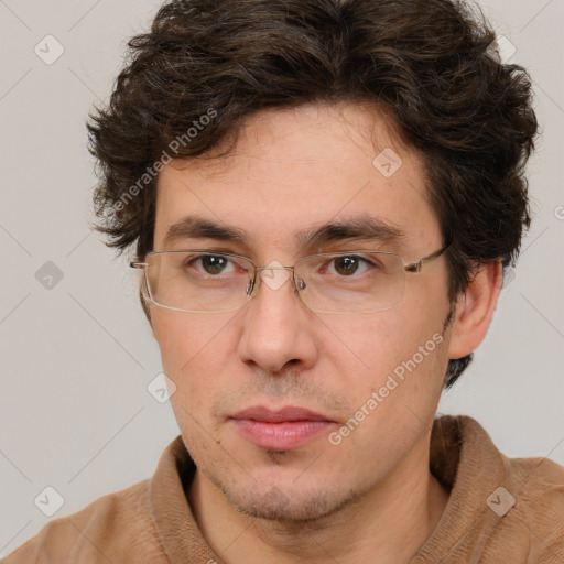 Neutral white adult male with short  brown hair and brown eyes