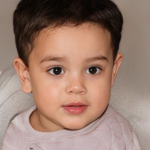 Neutral white child female with short  brown hair and brown eyes