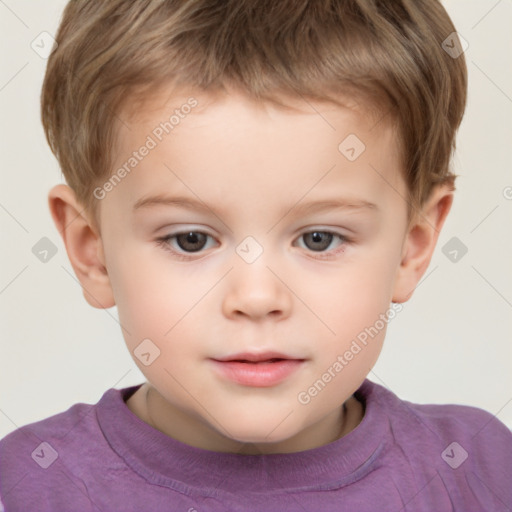 Neutral white child male with short  brown hair and brown eyes