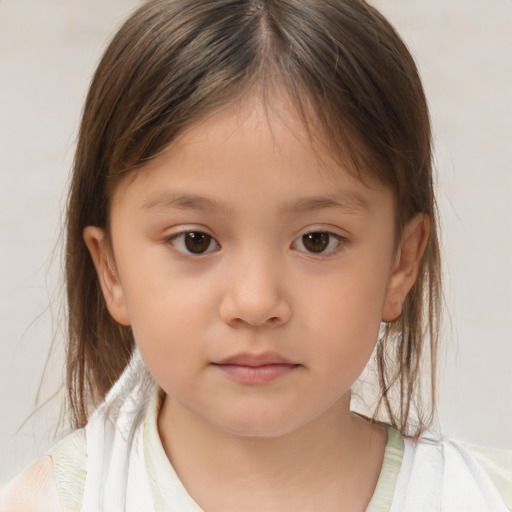 Neutral white child female with medium  brown hair and brown eyes