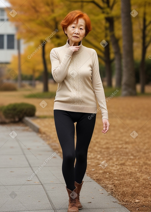 Korean elderly female with  ginger hair