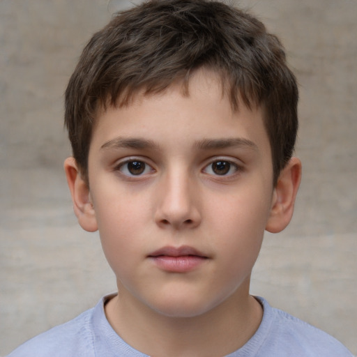 Neutral white child male with short  brown hair and brown eyes