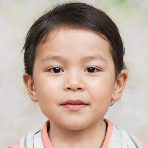 Neutral white child male with medium  brown hair and brown eyes