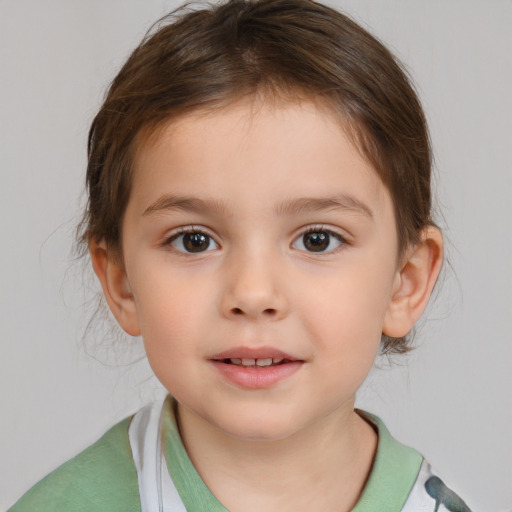 Neutral white child female with medium  brown hair and brown eyes