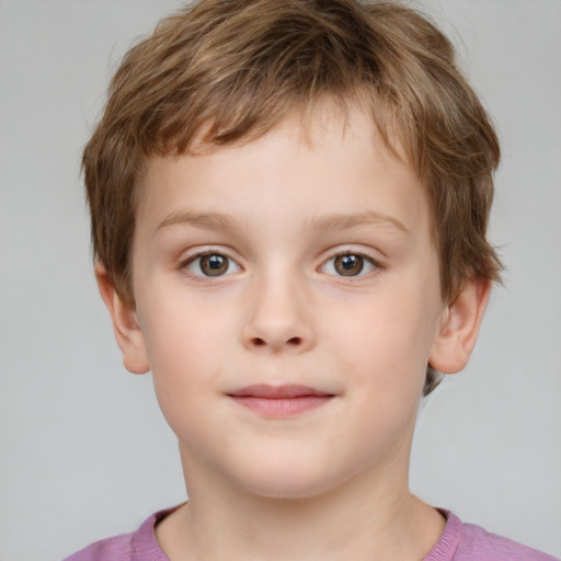 Neutral white child male with short  brown hair and brown eyes