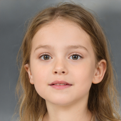 Neutral white child female with medium  brown hair and brown eyes